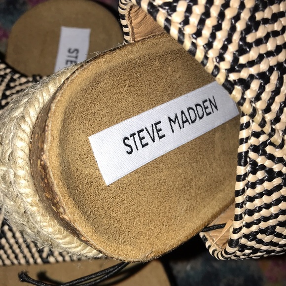 Steve Madden Kimmie Open Toe Casual Espadrille Sandals in tan and black - Picture 7 of 13